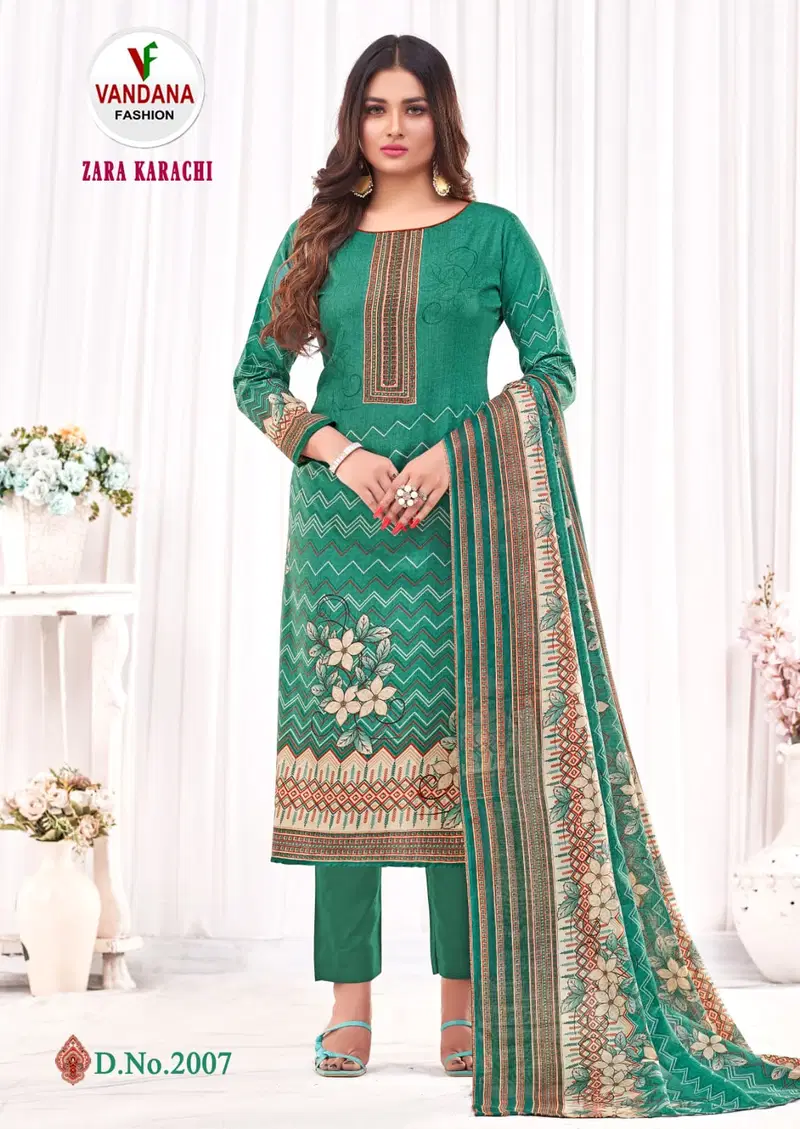 Vandana F Zara Karachi Vol 2 Cotton Dress Material Catalog
